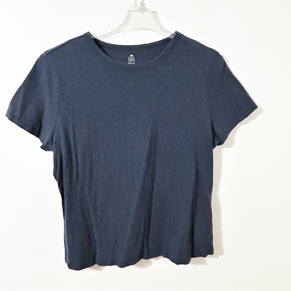 C&C California Basic Layer Deep Blue 100% Cotton Short Sleeve Tee Shirt Crewneck
